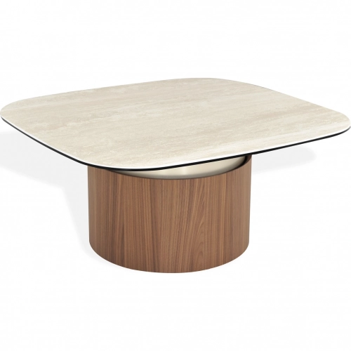 Balsato Coffee Table in Travertine Look Ceramic & Wood Grain Finish